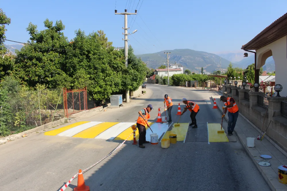 Büyükşehir ekipleri yaya geçitleri ve kasisleri boyuyor