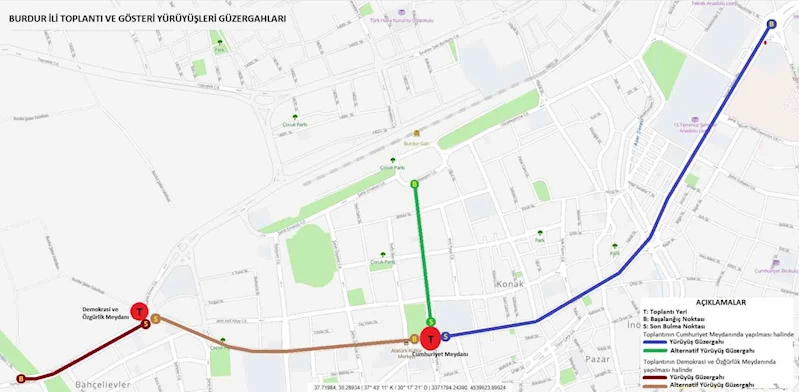 Burdur’da 2024 yılı toplantı ve gösteri yürüyüşü yer ve güzergahları belli oldu
