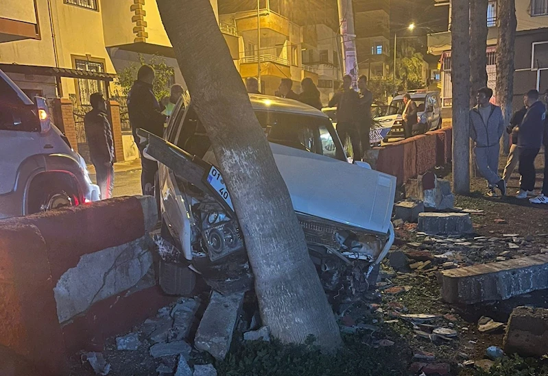 Otomobil parka girdi, ağaçlara çarparak durabildi
